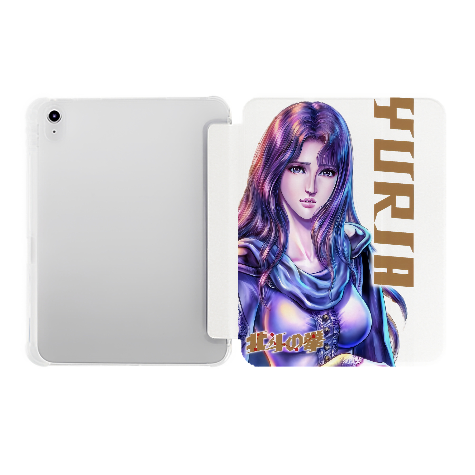 （画像用） 北斗の拳 Fist of the North Star IPad ケース ペン収納付き 三つ折りスタンド PUレザー×シリコン 対応機種9.5/10.5/10.9インチ